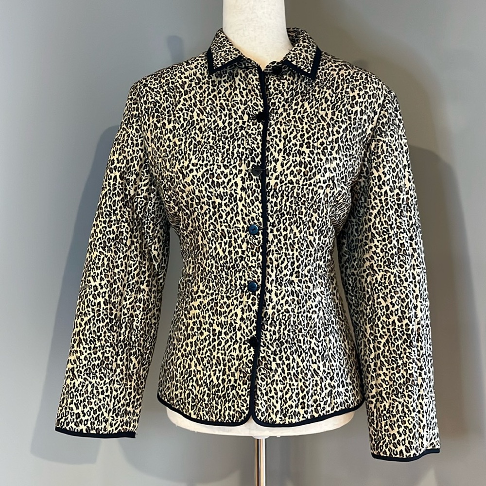 SILKLAND leopard print quilted silk jacket / SZ LP - Picture 1 of 8